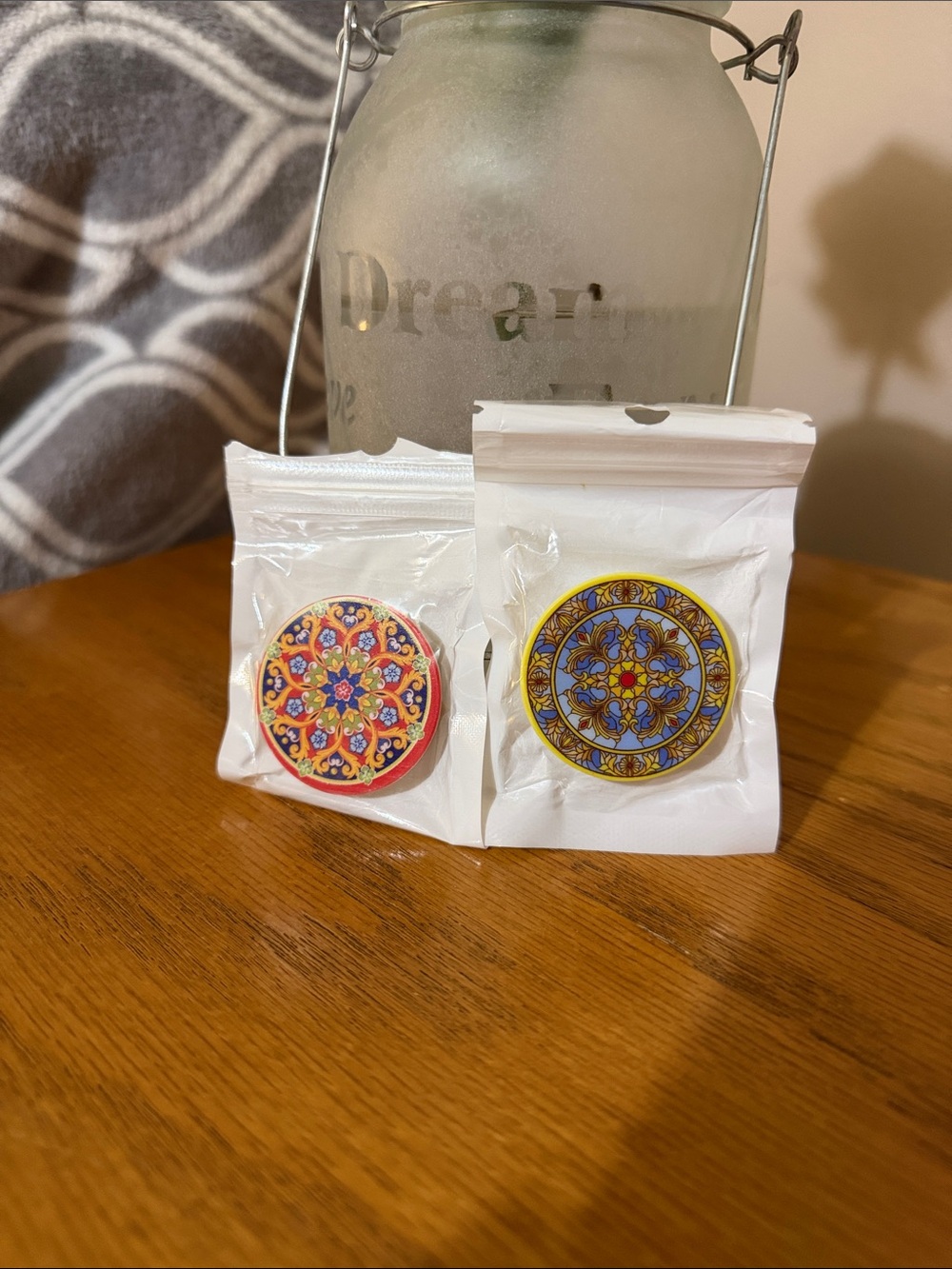 Pair of Colorful Round Decorative Phone Grips/Popsockets - Blue & Multicolor